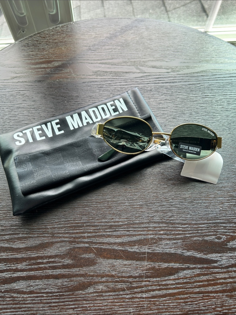 Steve Madden Gold Frame Sunglasses with Dark Green Lenses